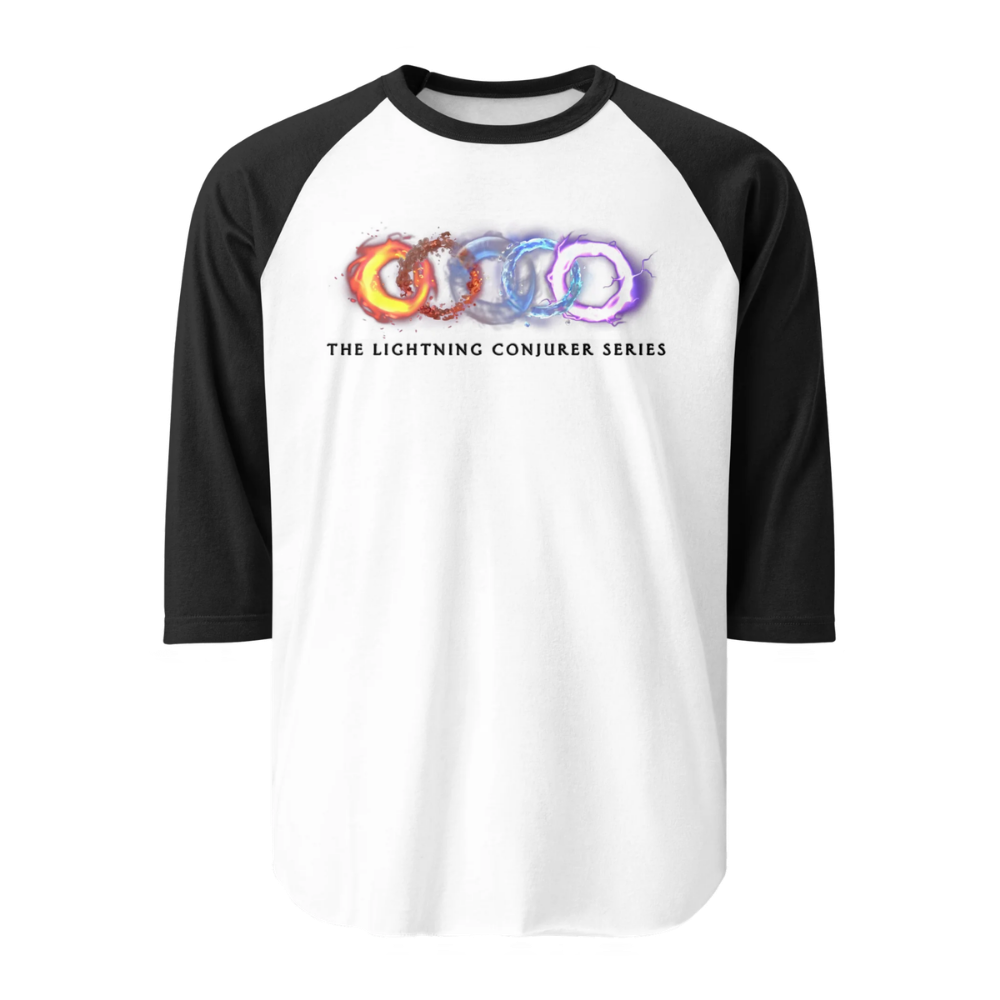 The Lightning Conjurer Series 3/4 sleeve raglan shirt with elements