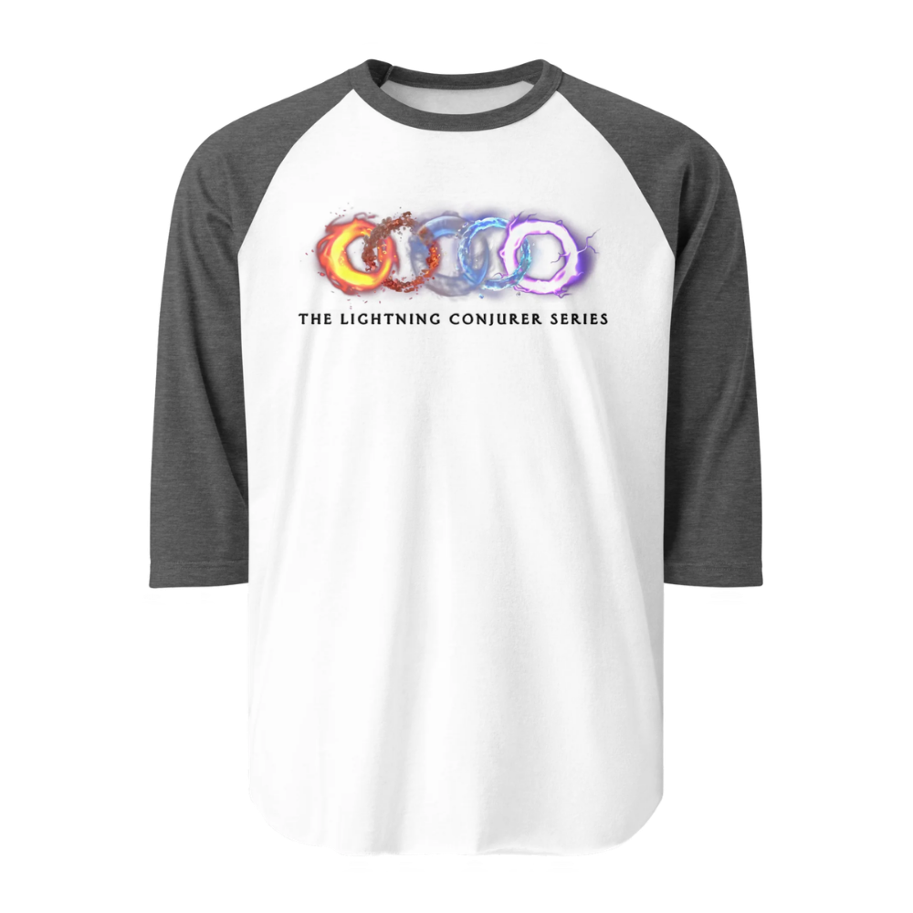 The Lightning Conjurer Series 3/4 sleeve raglan shirt with elements