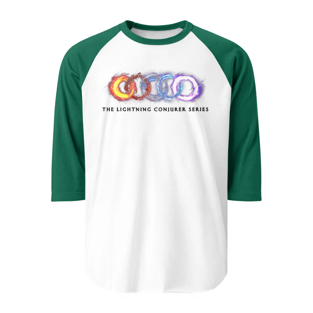 The Lightning Conjurer Series 3/4 sleeve raglan shirt with elements