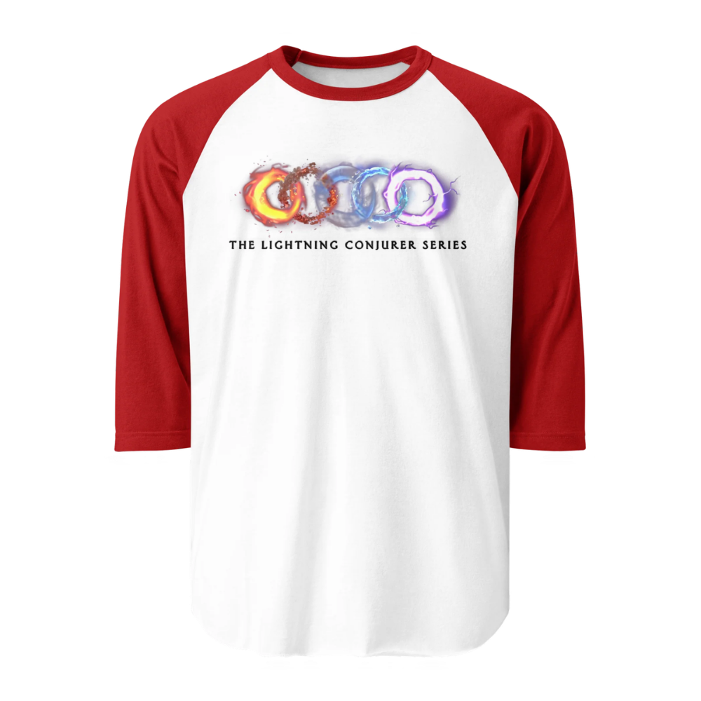The Lightning Conjurer Series 3/4 sleeve raglan shirt with elements