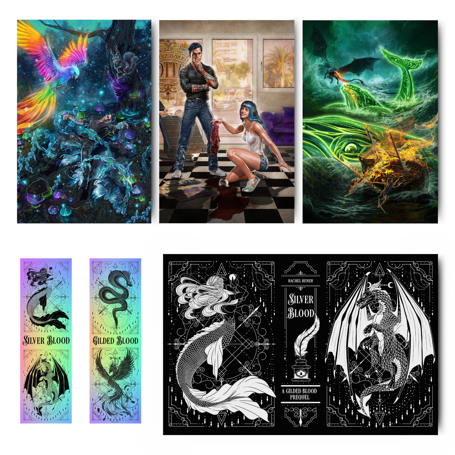 Silver Blood postcards and bookmark set