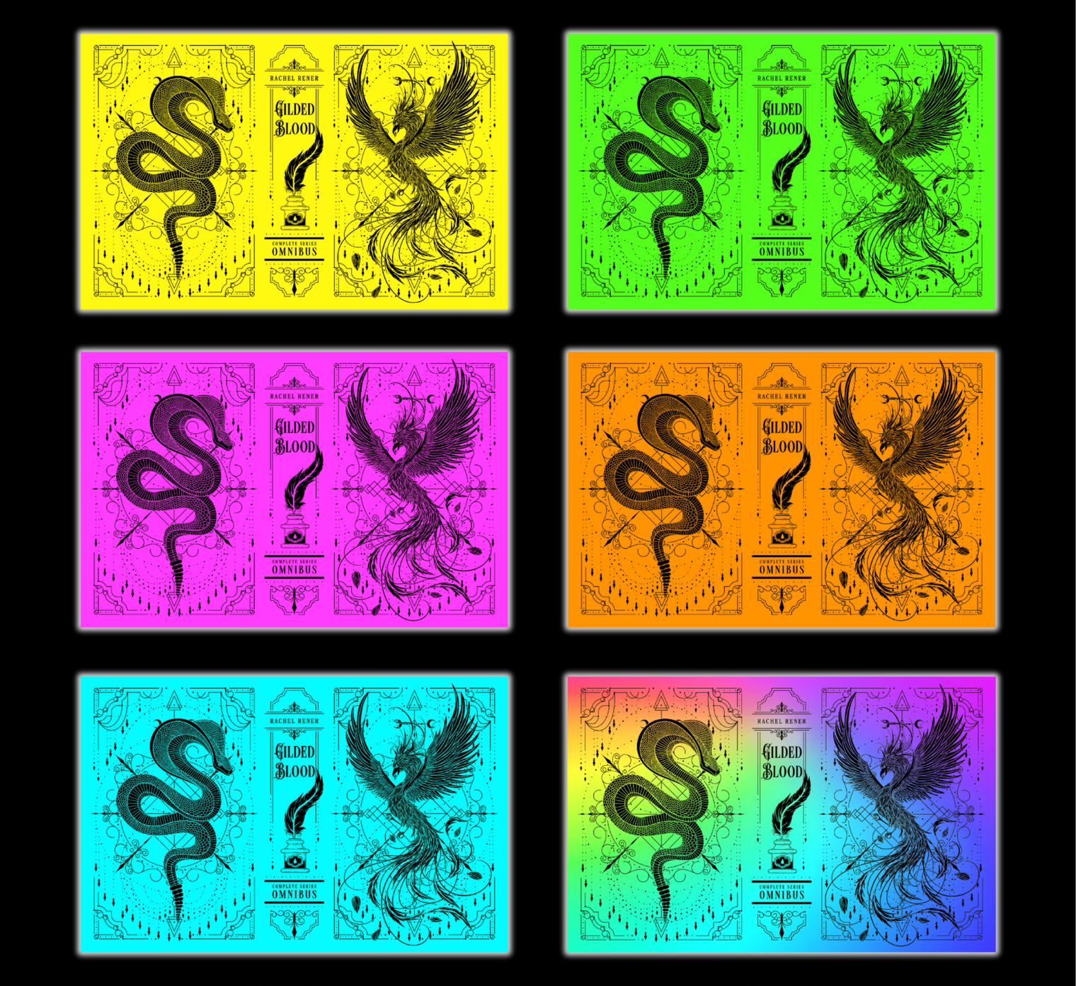 Gilded + Silver Blood Vibrant Color Postcard Set