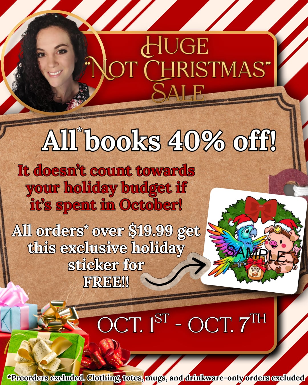 Christmas in October? I THINK NOT. (Surprise, 40% off all books!)